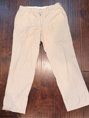 Cubavera Light Beige Men's Chinos - Straight Fit Cotton Linen Blend 34X32
